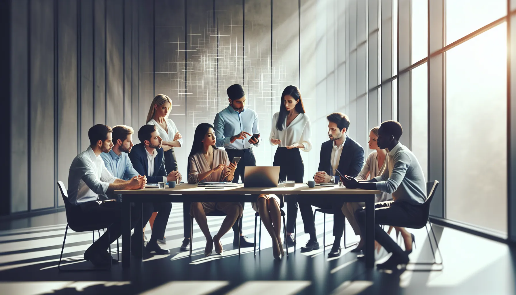 professionals discussing strategies to manage unwanted calls in an office.