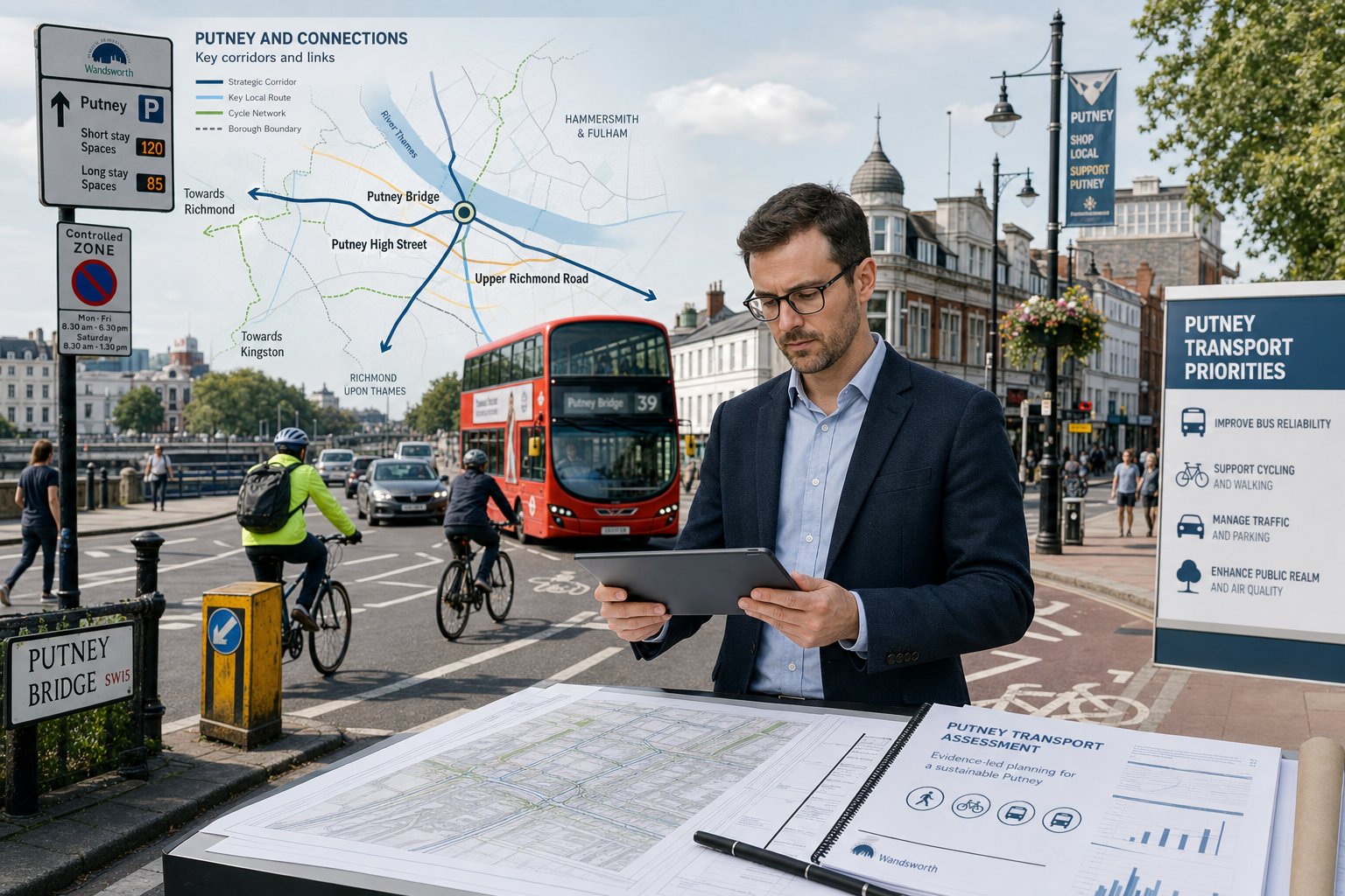 Traffic engineer reviewing Putney transport network and local road conditions.