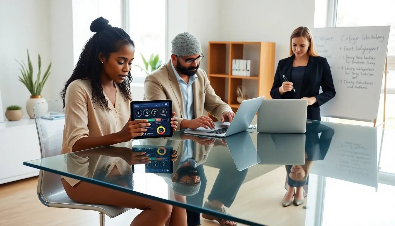 diverse team meeting about digital health tools for diabetes management.