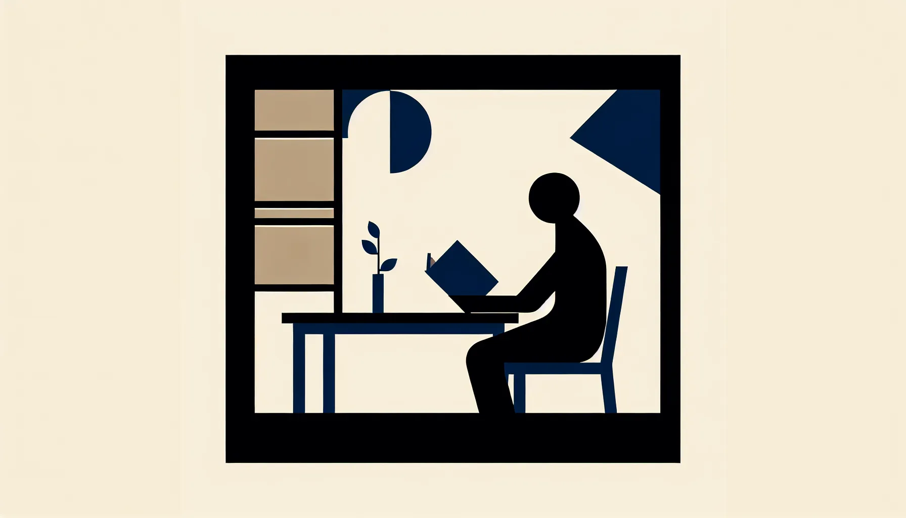 A person reading a book at a desk in soft natural light.