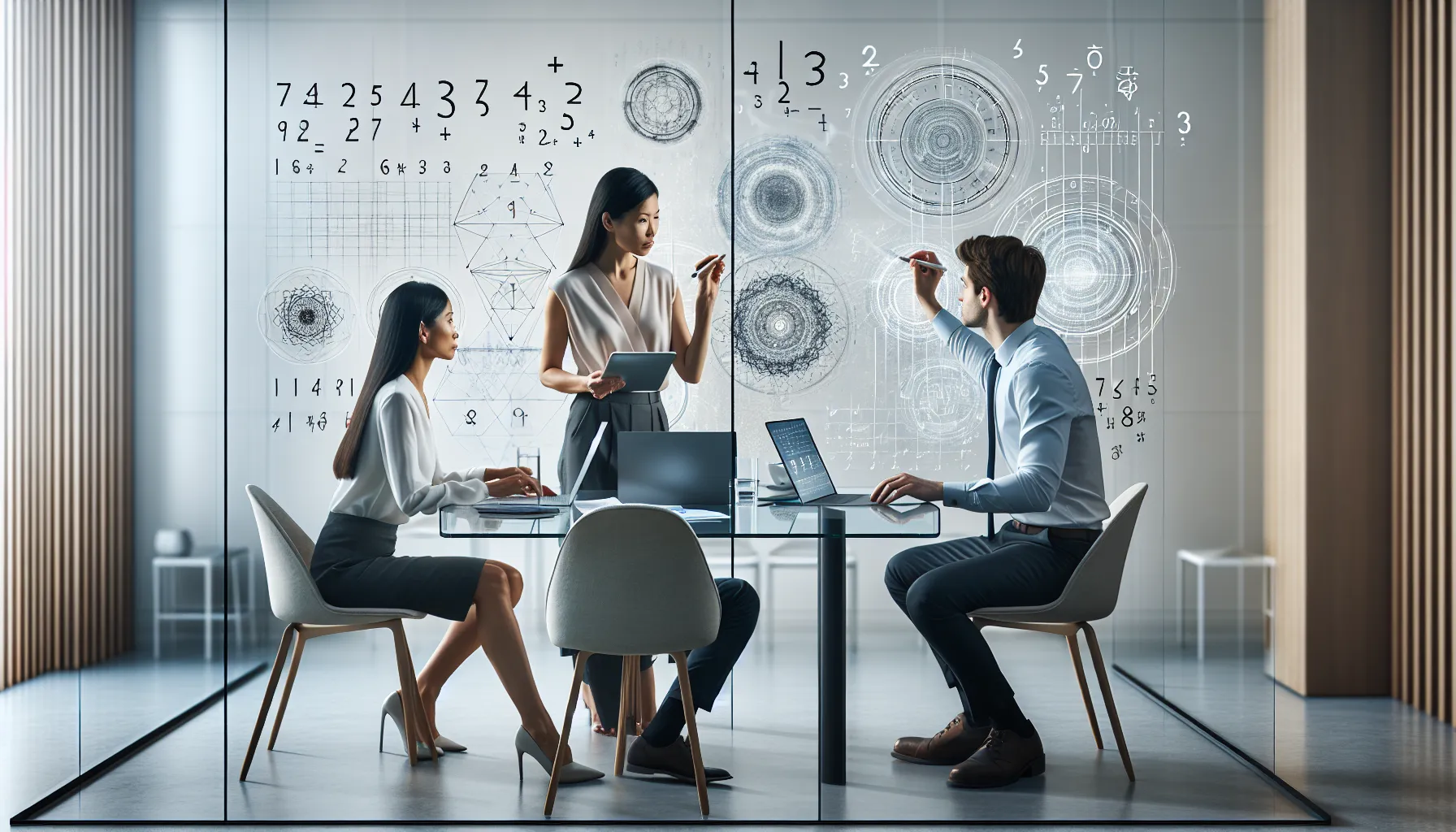 diverse team analyzing unique numbers in a modern office.