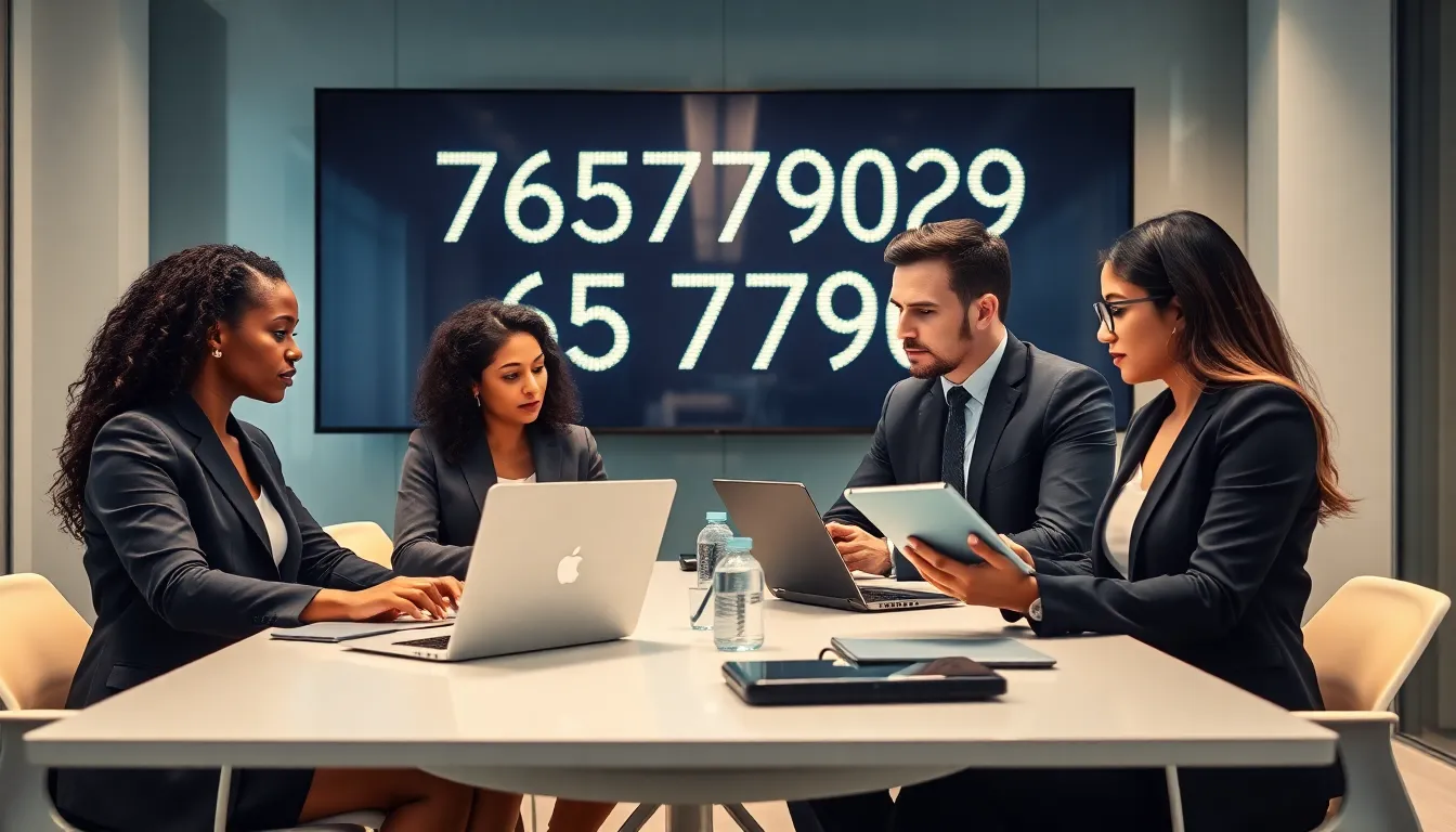diverse professionals discussing in a modern office setting.
