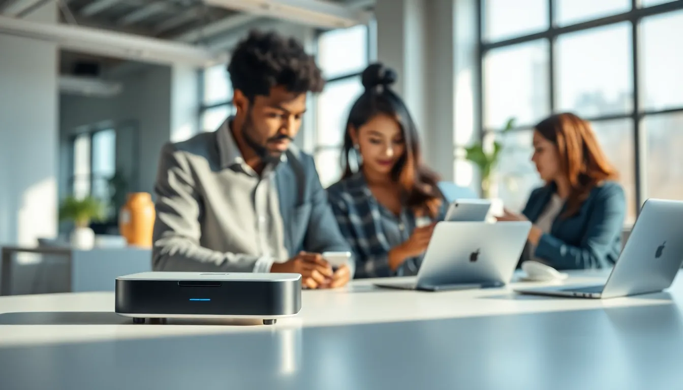 modern workspace featuring the Applewhite Bitclassic and professionals collaborating.