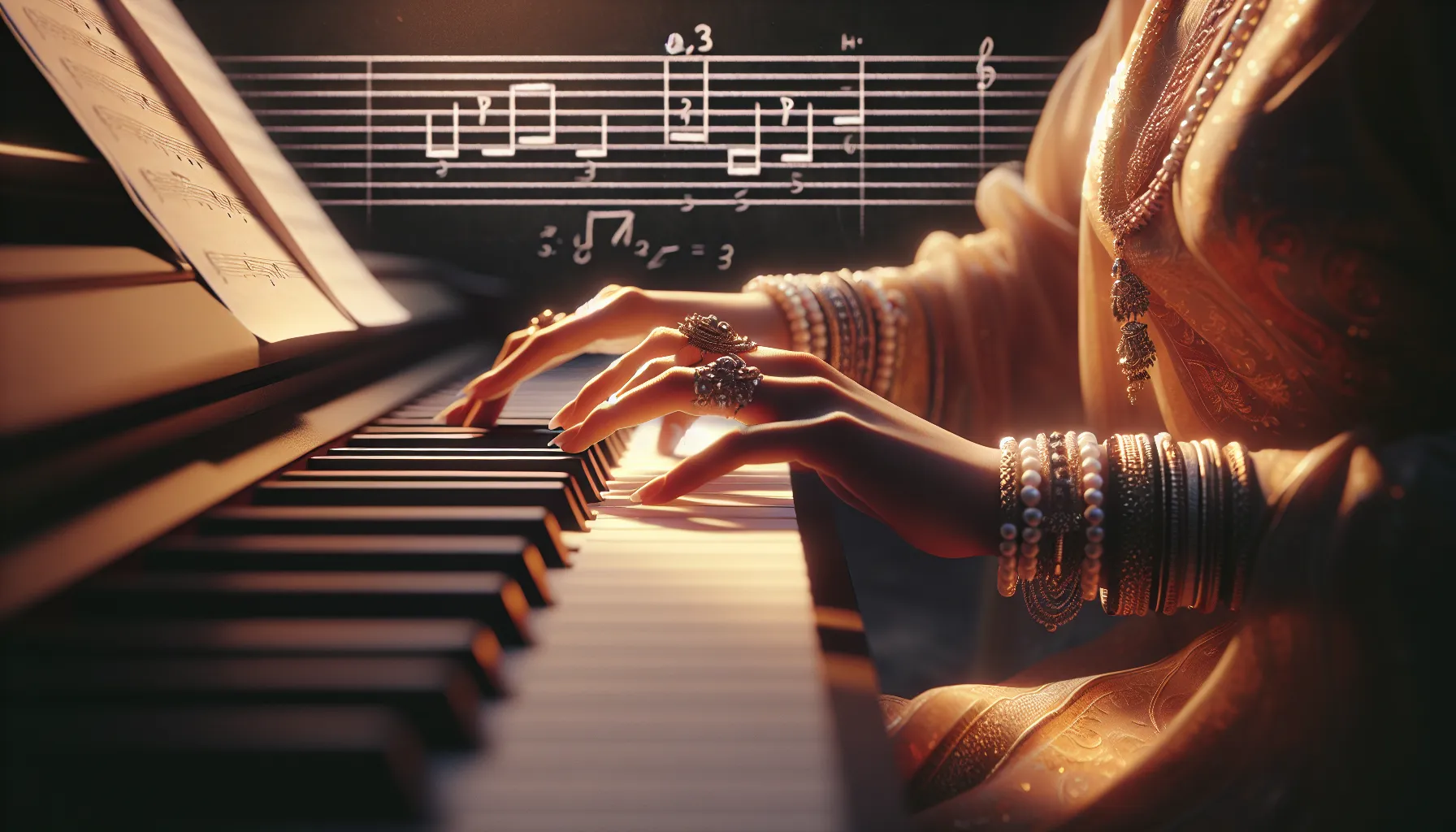 A musician plays piano with a focus on major and minor chords distinction.