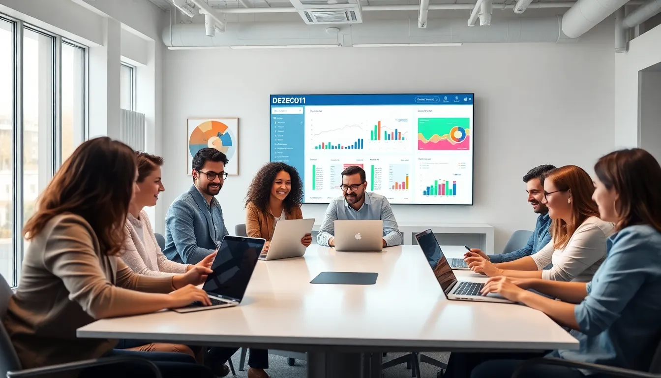 diverse team collaborating in a modern office setting.