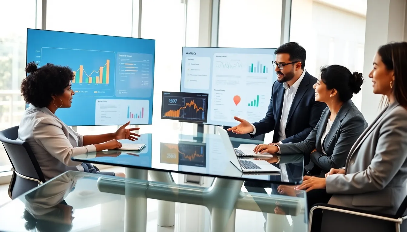 diverse professionals discussing AR721607 in a modern office.