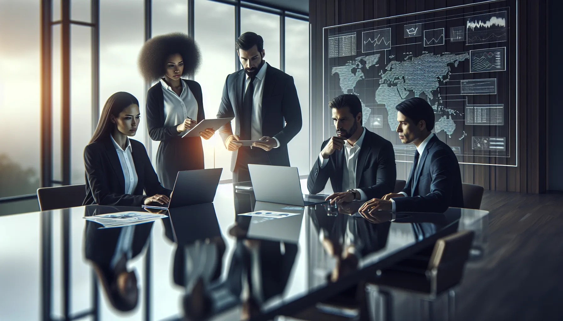 diverse team managing network systems in a modern office.