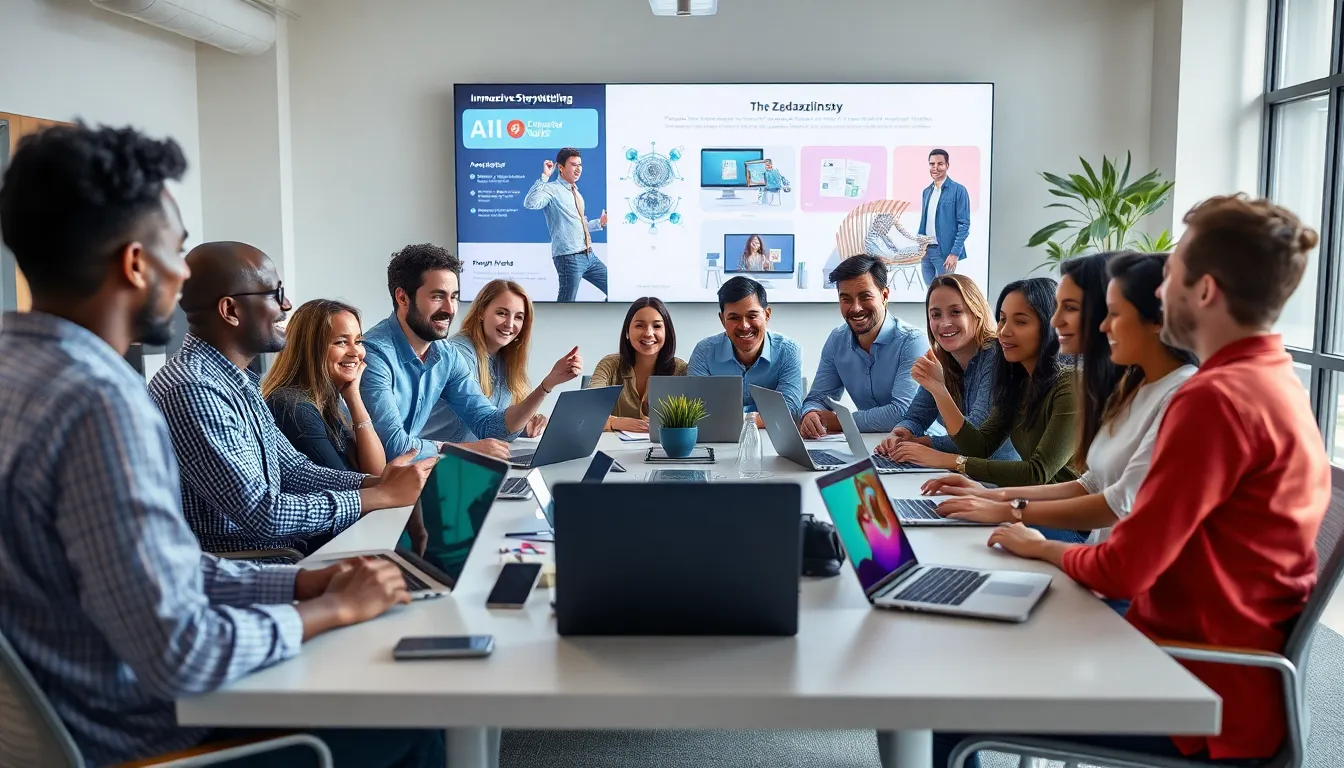 diverse team brainstorming about Zeldazilinsky in a modern office.