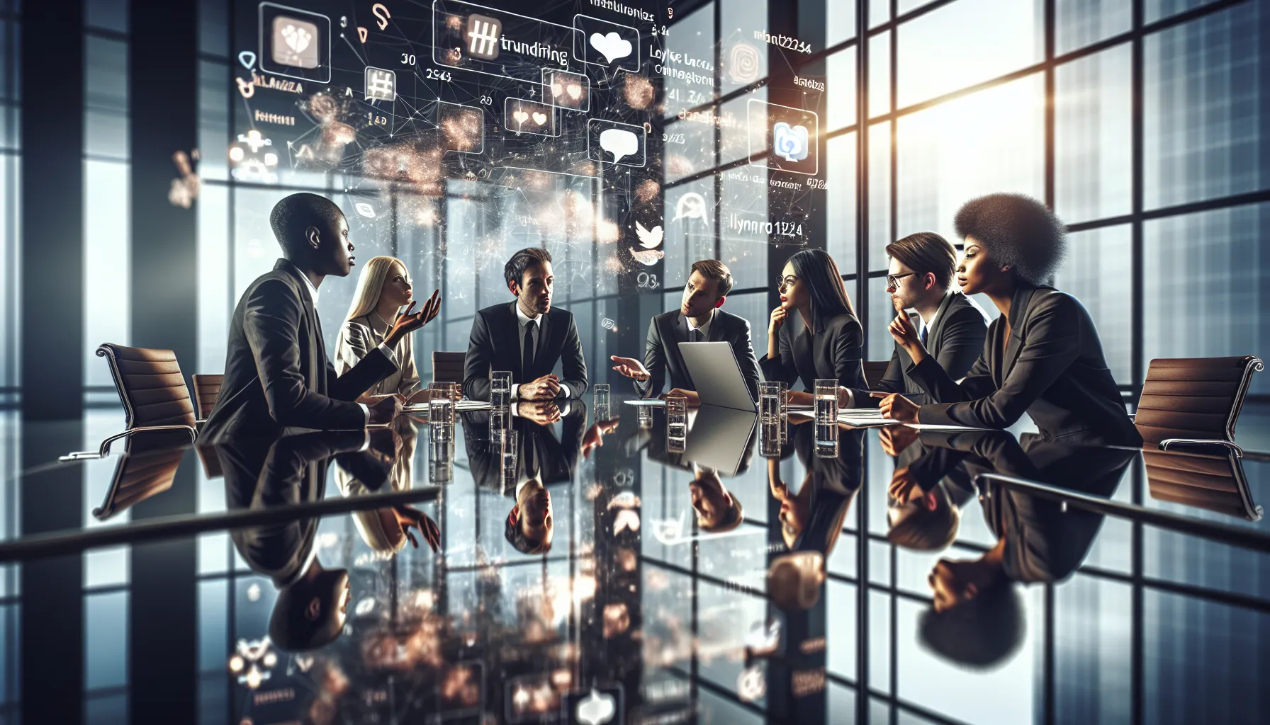 diverse professionals discussing digital culture in a modern office.