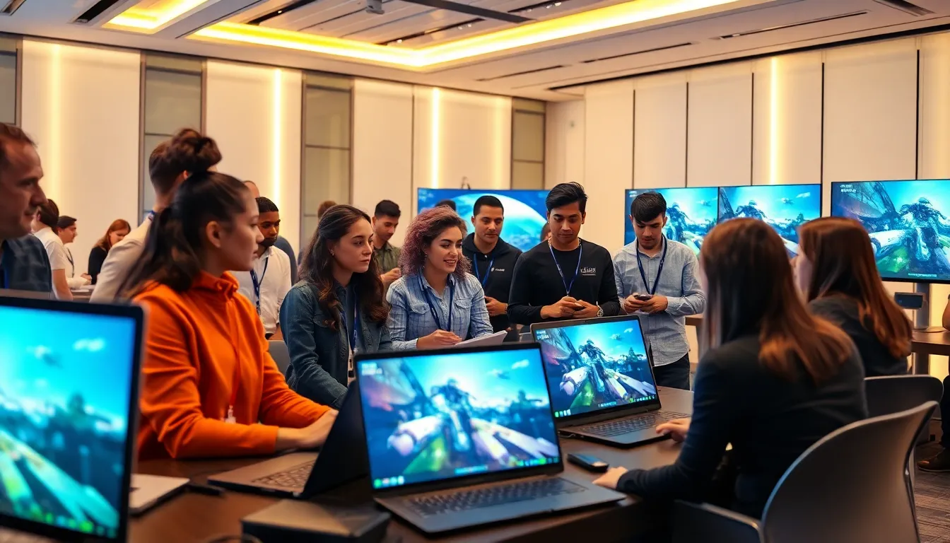 diverse team discussing Microsoft gaming updates in a modern office.