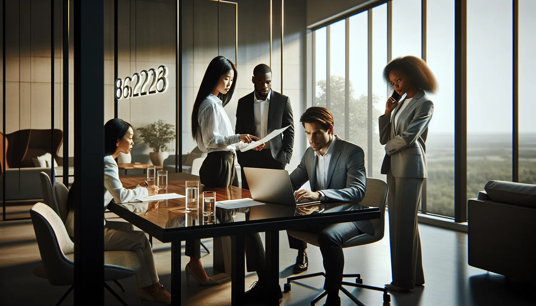 diverse professionals discussing strategies to validate calls in a modern office.