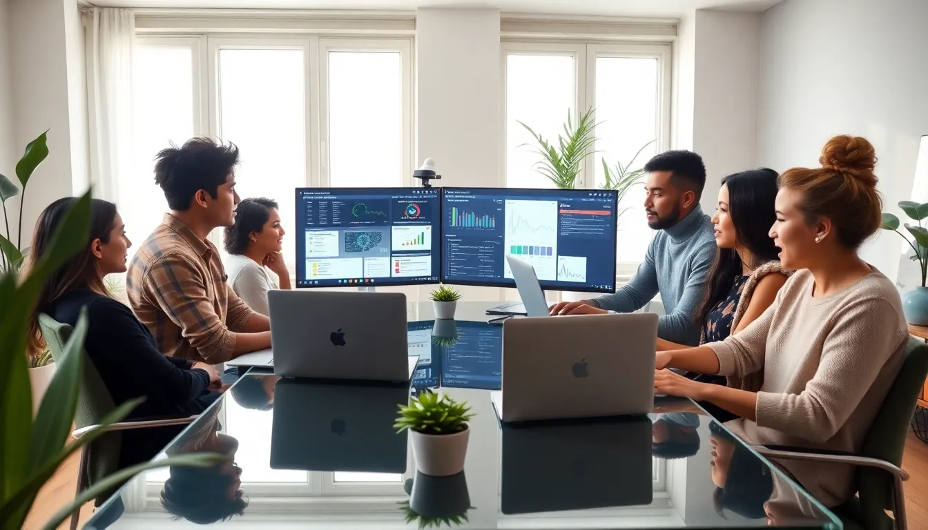 diverse team collaborating in a modern home office.