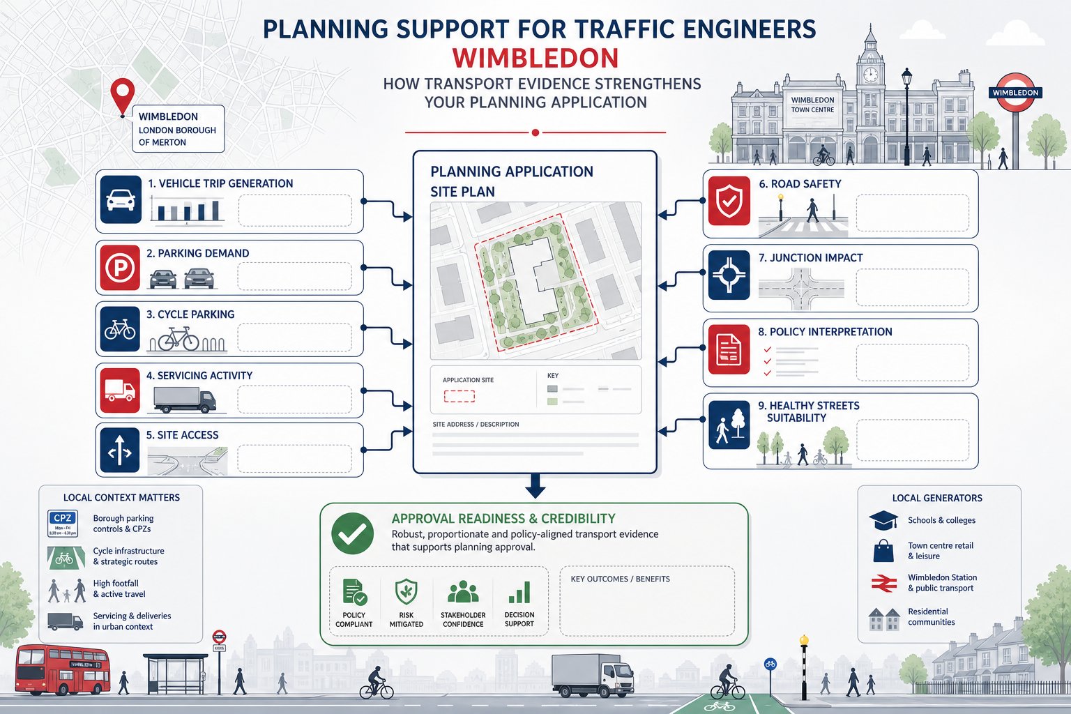 Infographic showing how traffic engineering supports Wimbledon planning applications.
