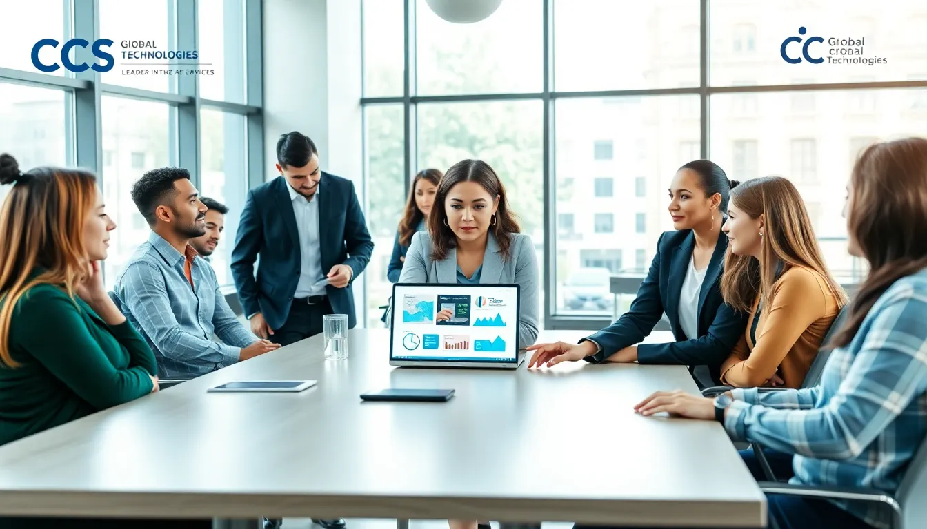 diverse team collaborating in a modern office setting.