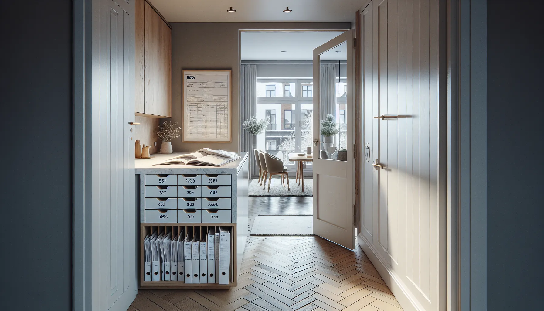 Fdv documents and receipts on a norwegian kitchen island with quality finishes.