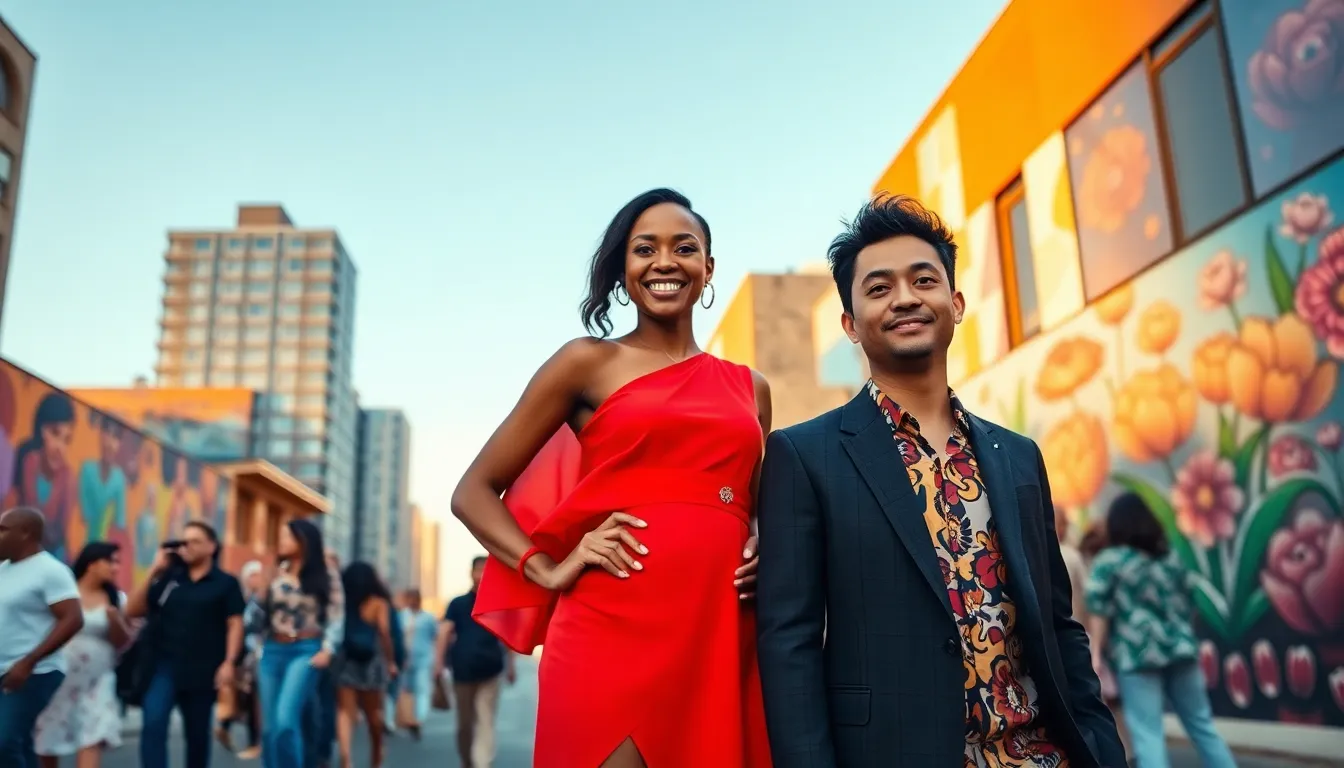 diverse individuals showcasing Hibbegs Homerocketrealty fashion in a vibrant urban scene.