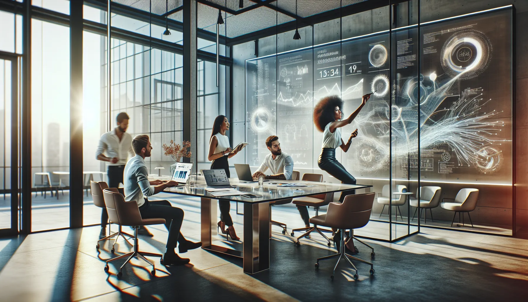 diverse team brainstorming in a modern office