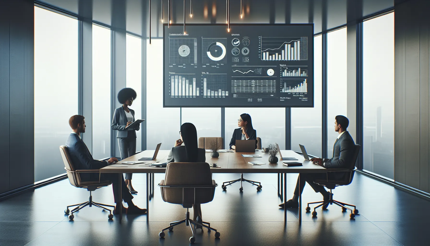 diverse professionals discussing toll-free numbers in a modern office.