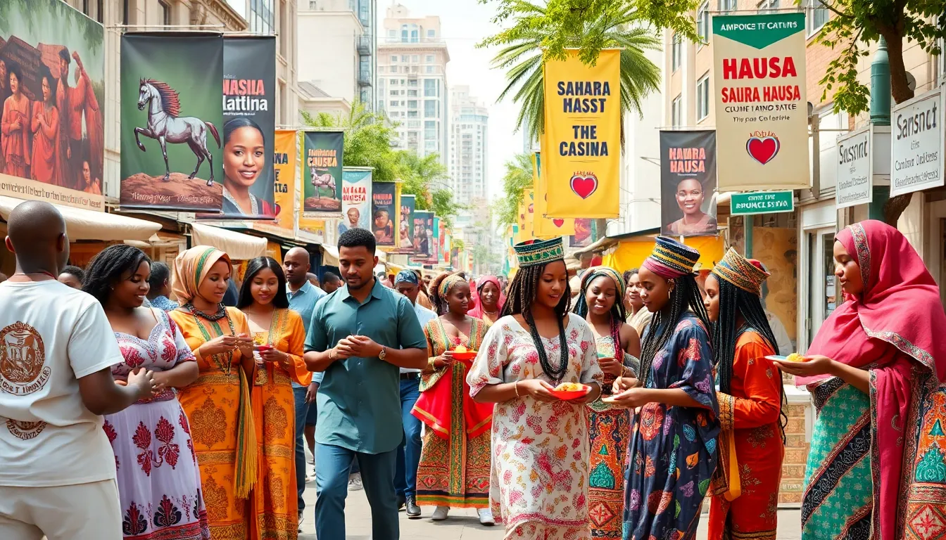 Cultural festival celebrating Sahara Hausa heritage in a modern urban setting.