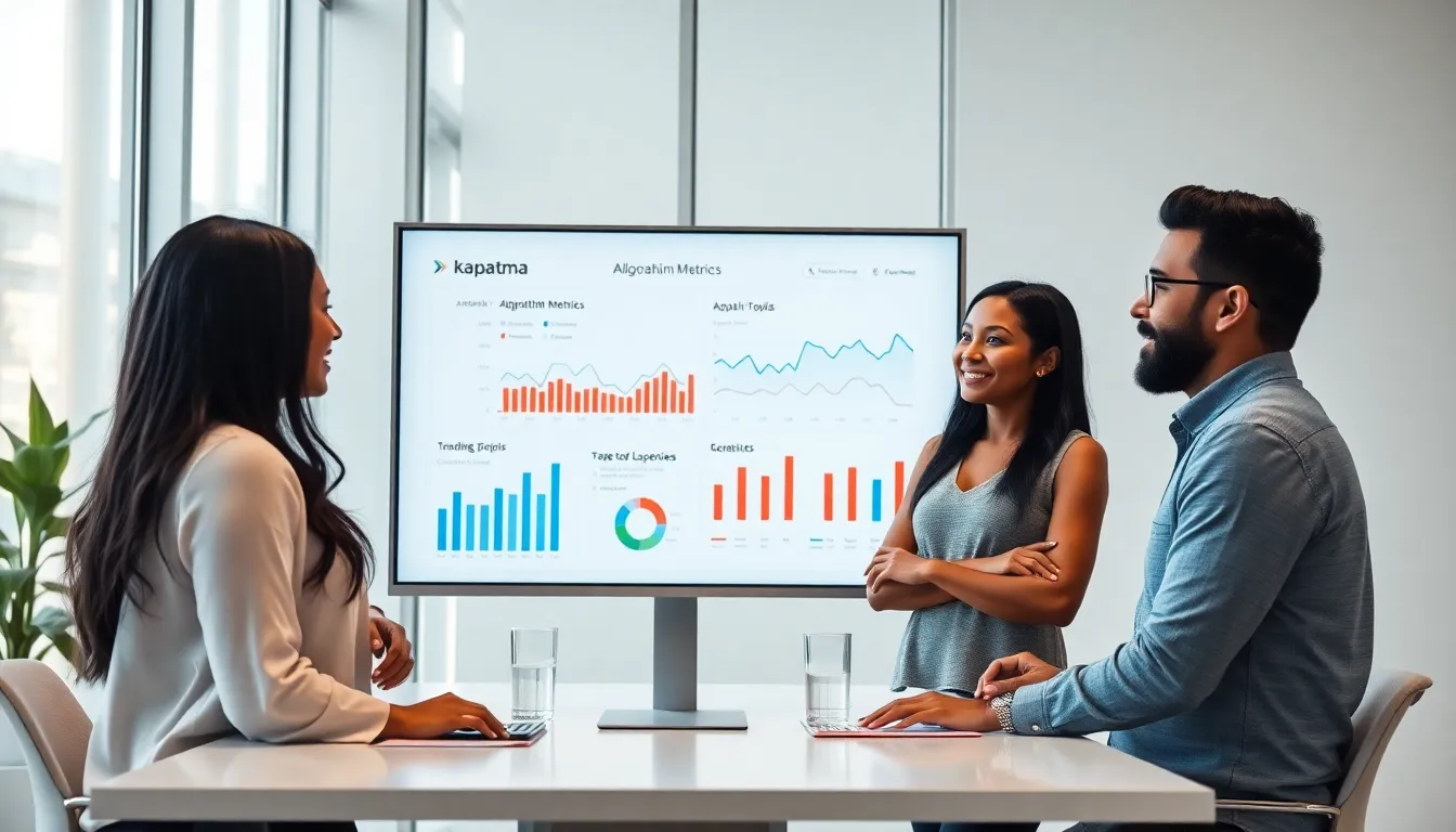 diverse team discussing social media trends in a modern office.