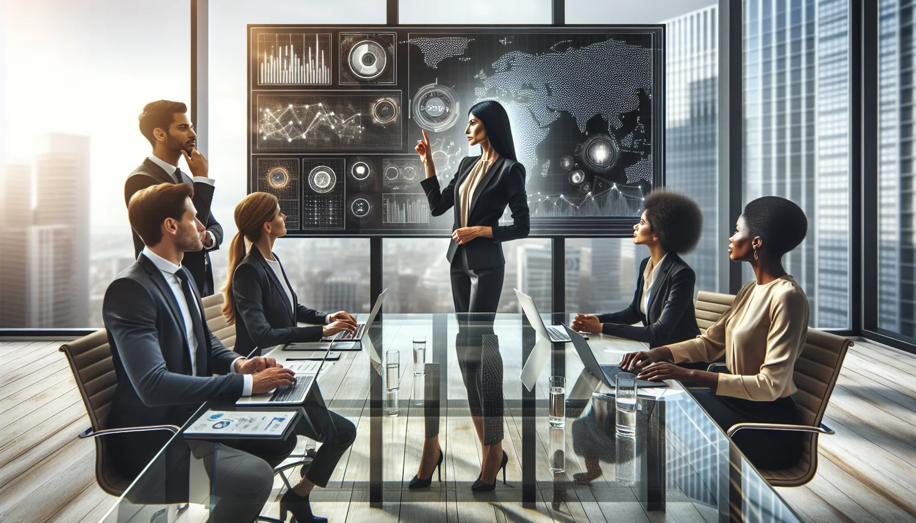 diverse team collaborating in a modern office setting.