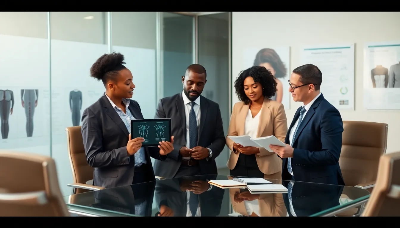 diverse professionals discussing lichen planopilaris in a modern conference room.