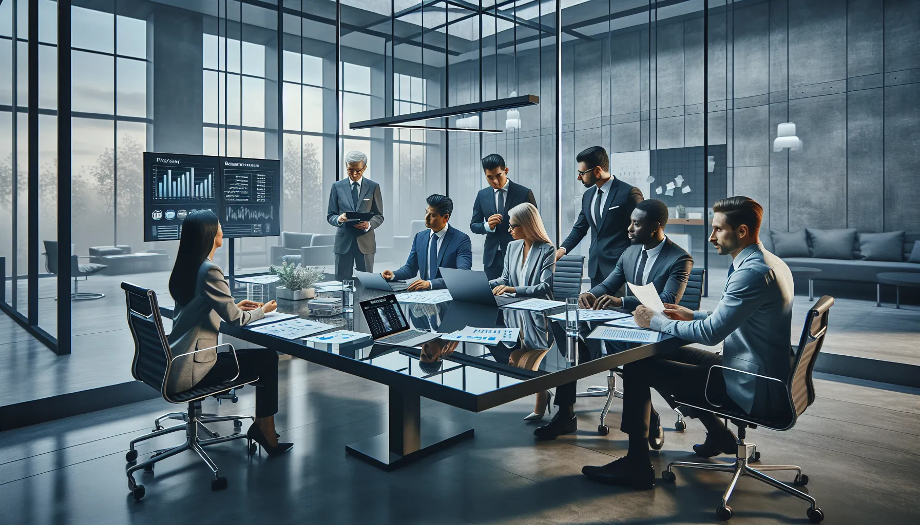 Croatian professionals reviewing payroll documents and salary calculations in modern office