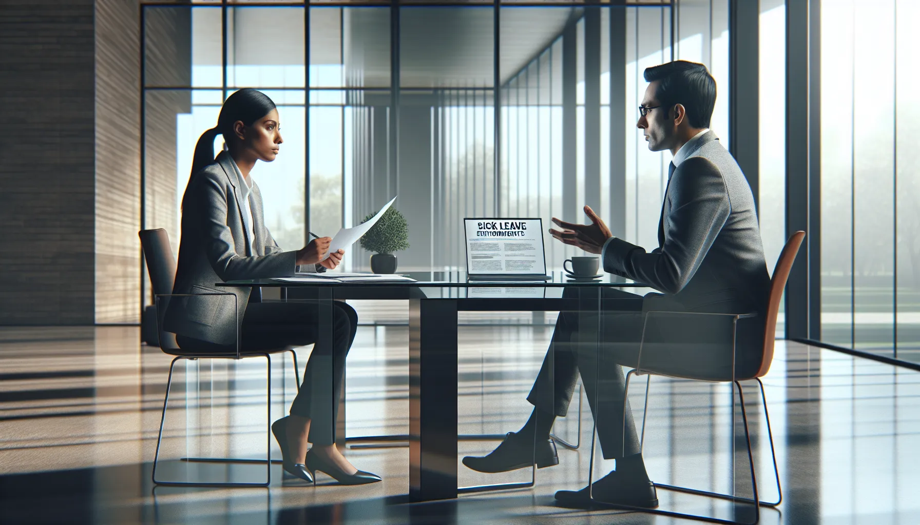 Professional consultation about Croatian sick leave benefits in modern office setting.