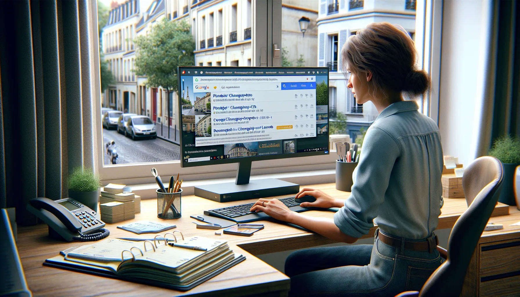 Local business owner in Champigny-sur-Marne receiving calls from strong Google visibility.