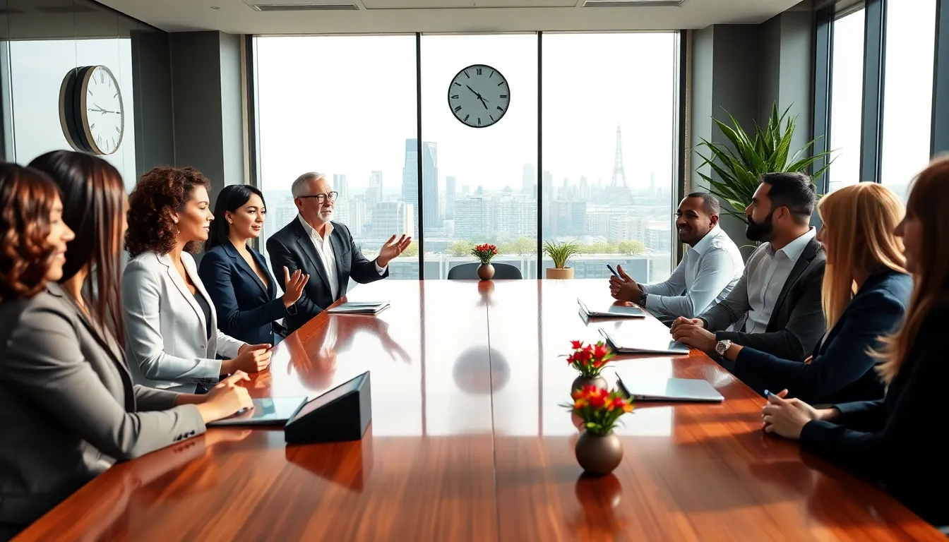 diverse professionals in a coaching session about executive presence.