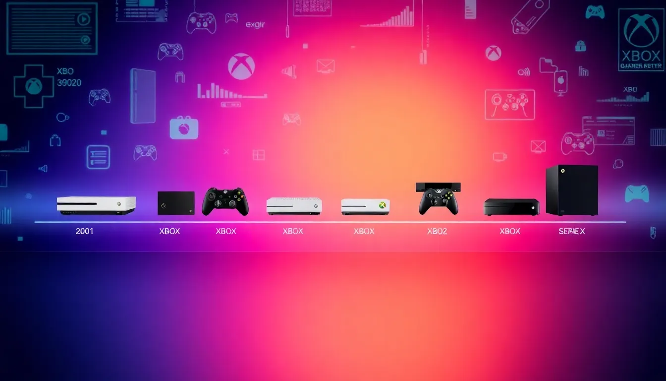 timeline of Xbox consoles from 2001 to present day.