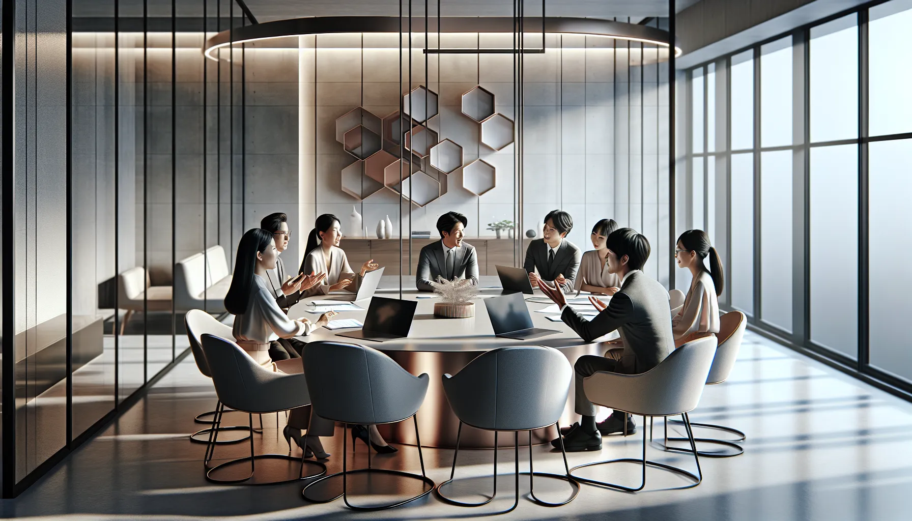 diverse team discussing cultural connections in a modern office.