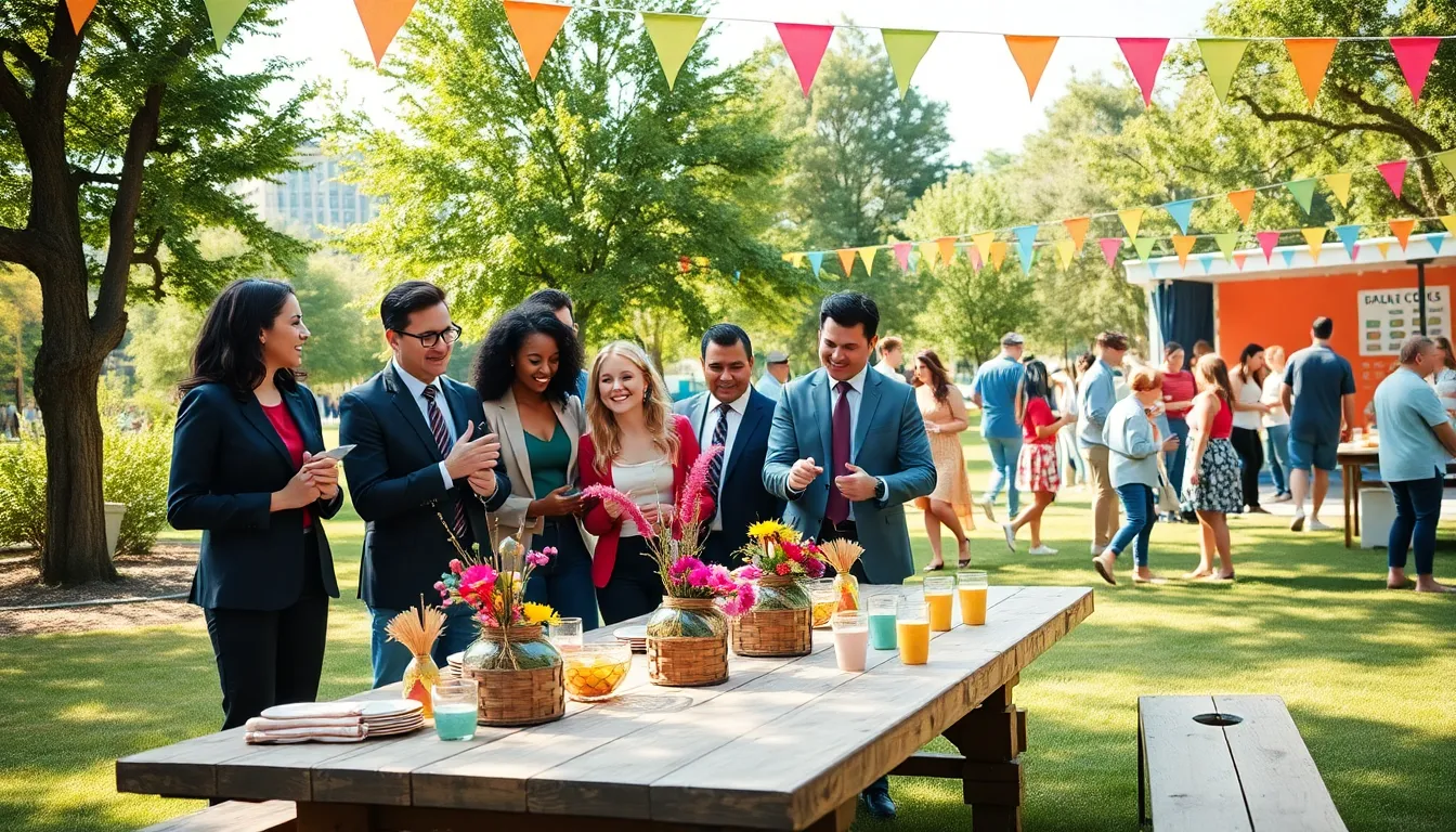 a budget-friendly community event with diverse professionals collaborating.