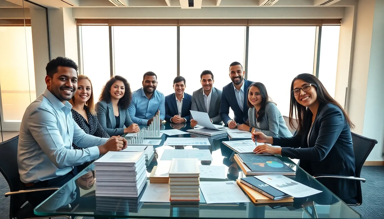 diverse team discussing generational wealth strategies in a modern office.