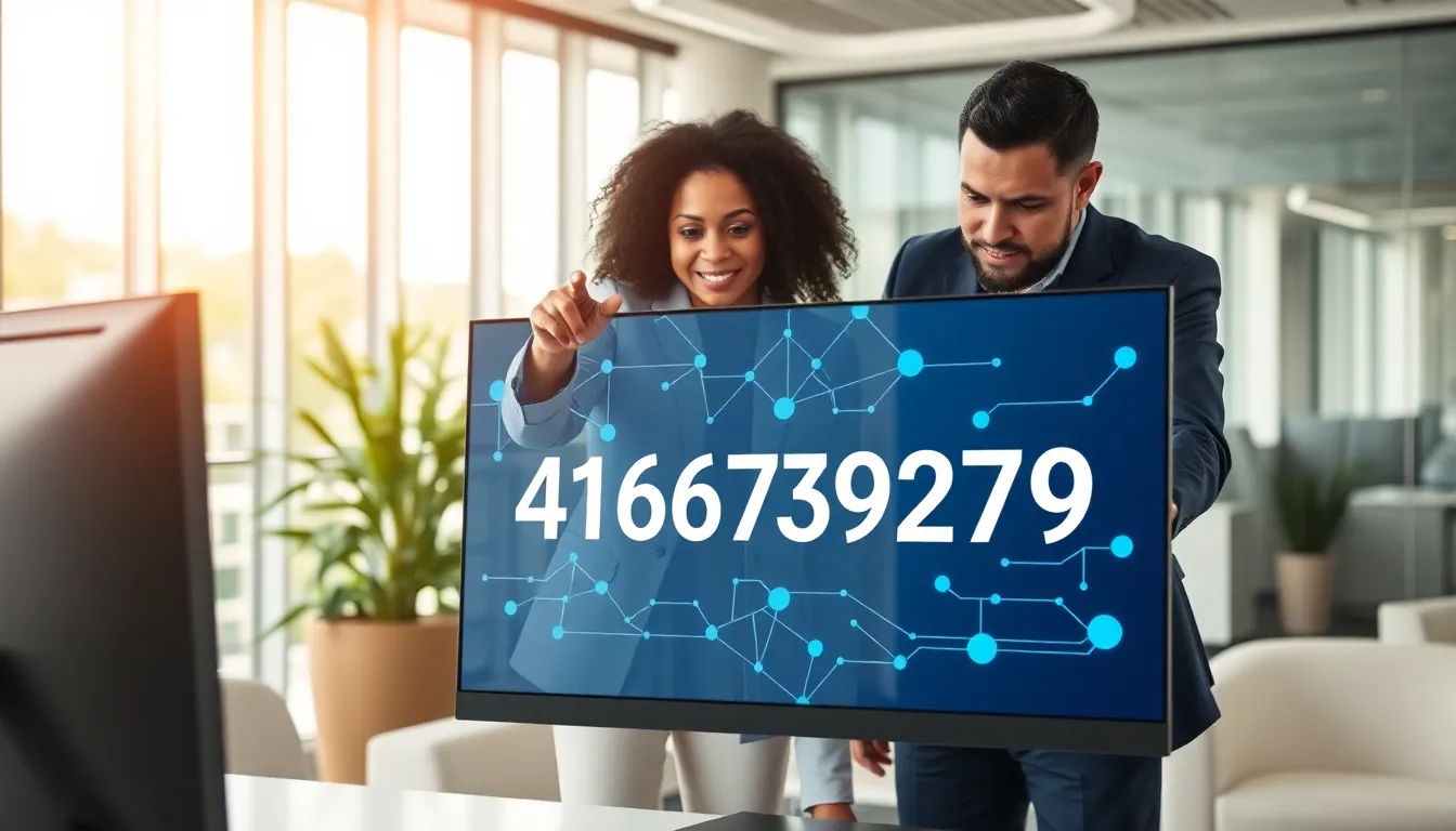 display of a unique identifier in a modern office setting.