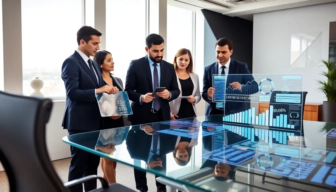 diverse team discussing the significance of numbers in a modern office.