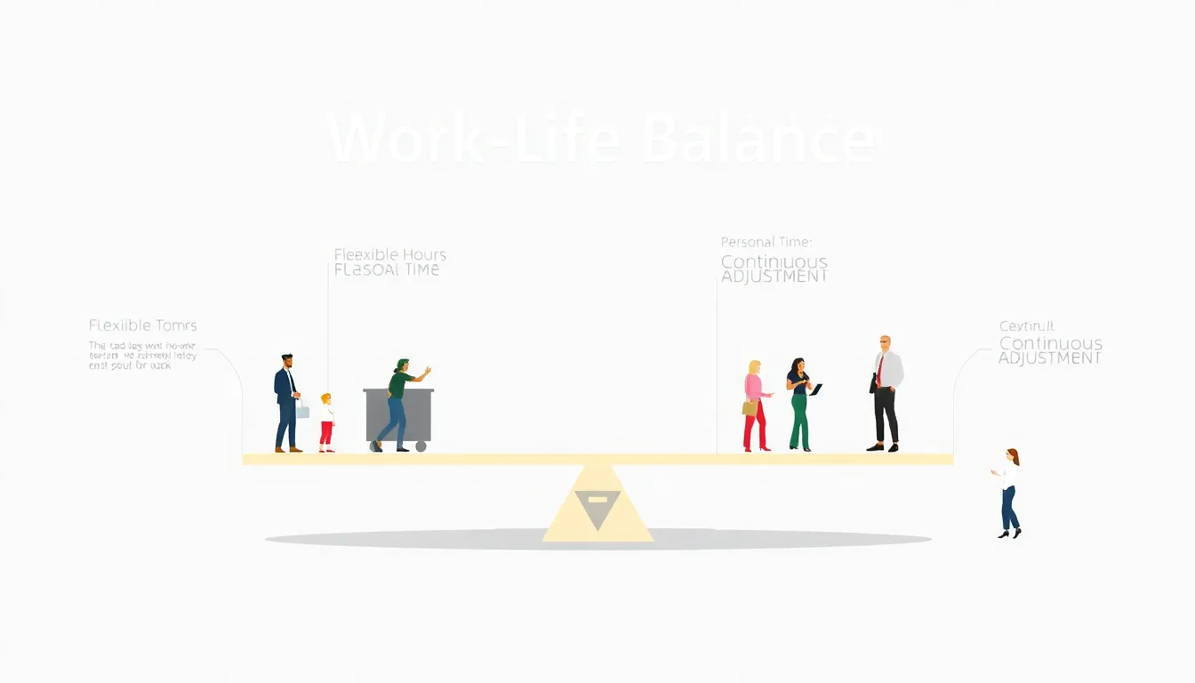 infographic illustrating work life balance with a seesaw metaphor.
