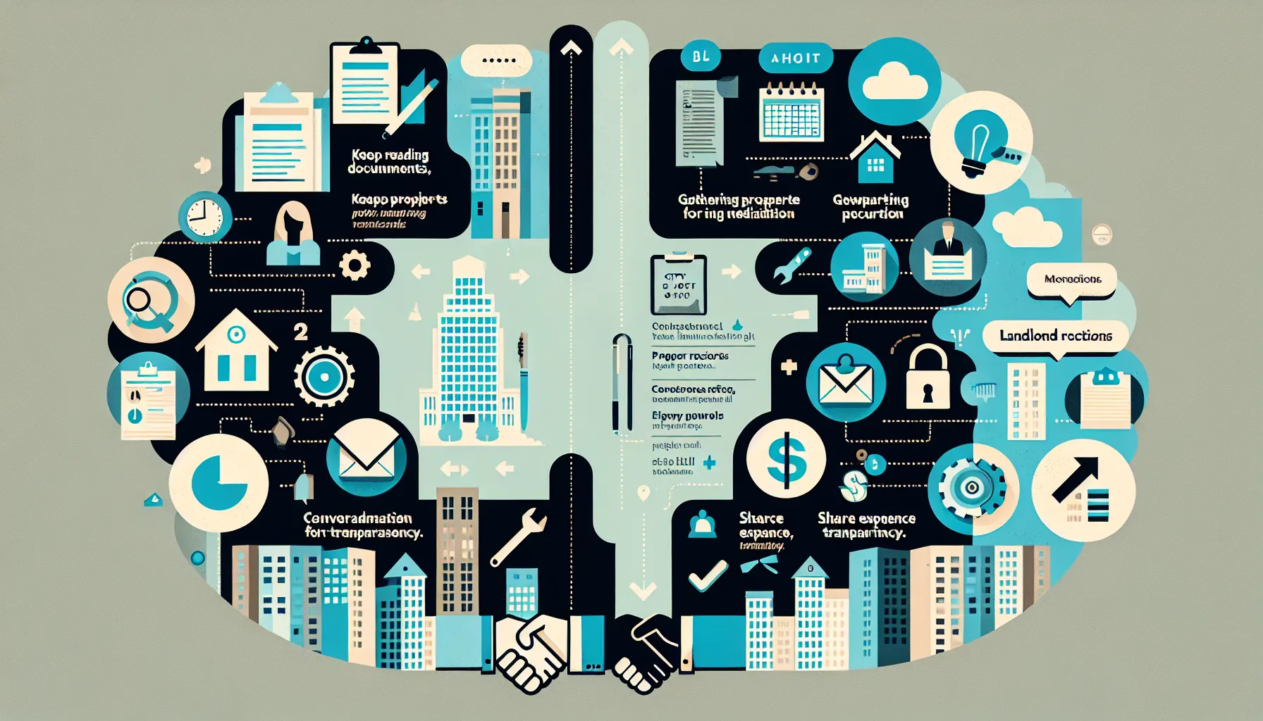 infographic comparing rent review tips for Orinda tenants and landlords