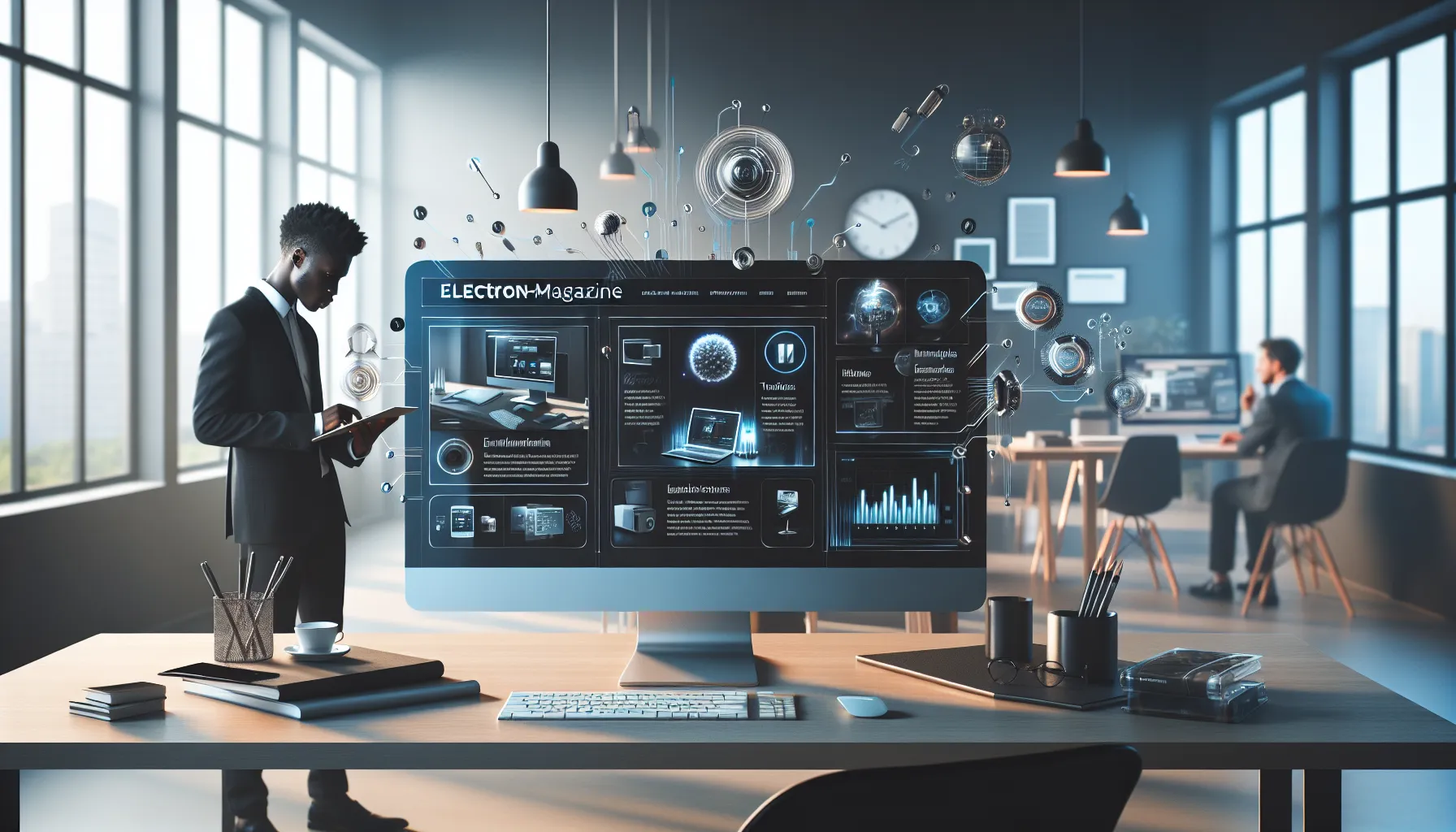 a user navigating the Electron-Magazine website on a modern computer.