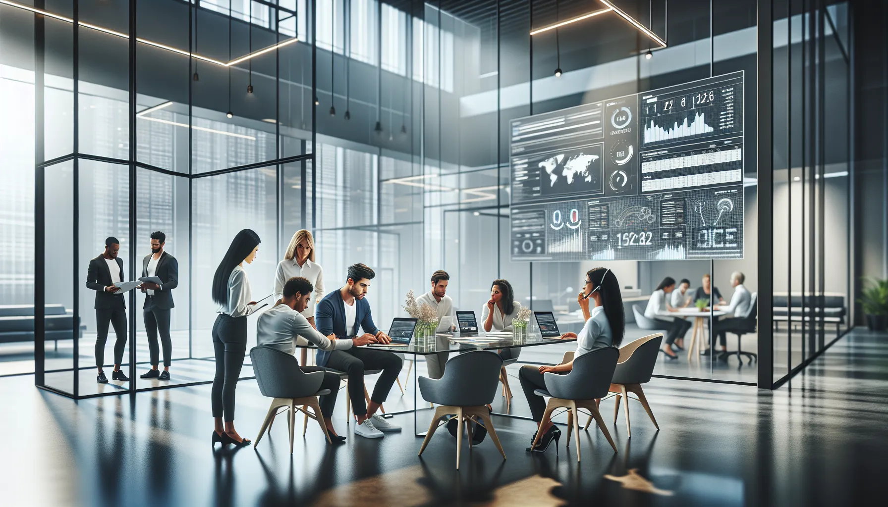 diverse team collaborating in a modern office setting showcasing Nimuri159 applications.