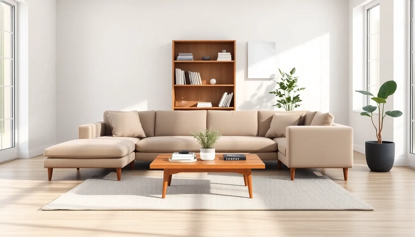 minimalist living room with functional furniture and natural light.