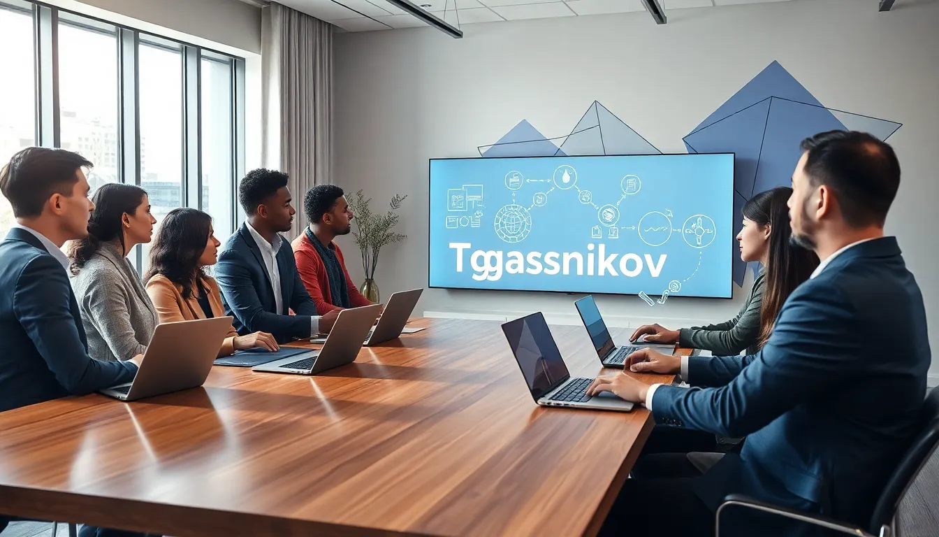 diverse team discussing the concept of tgbasnikov in a modern office.
