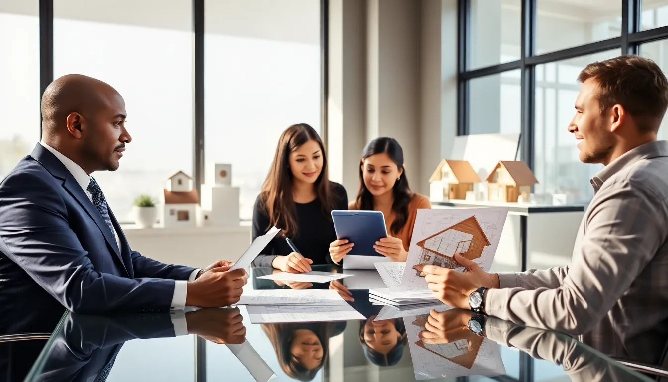 financial advisor discussing home renovation loans with a couple.