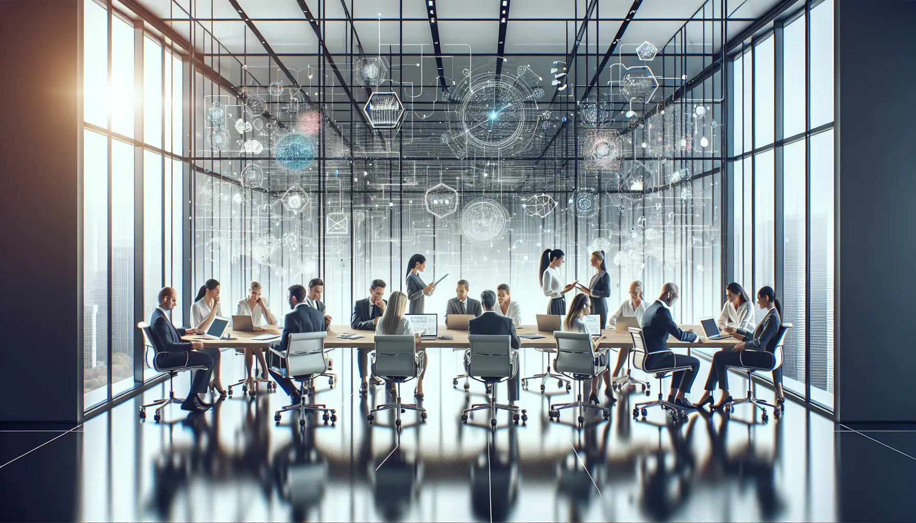 diverse team collaborating on tech components in a modern office.