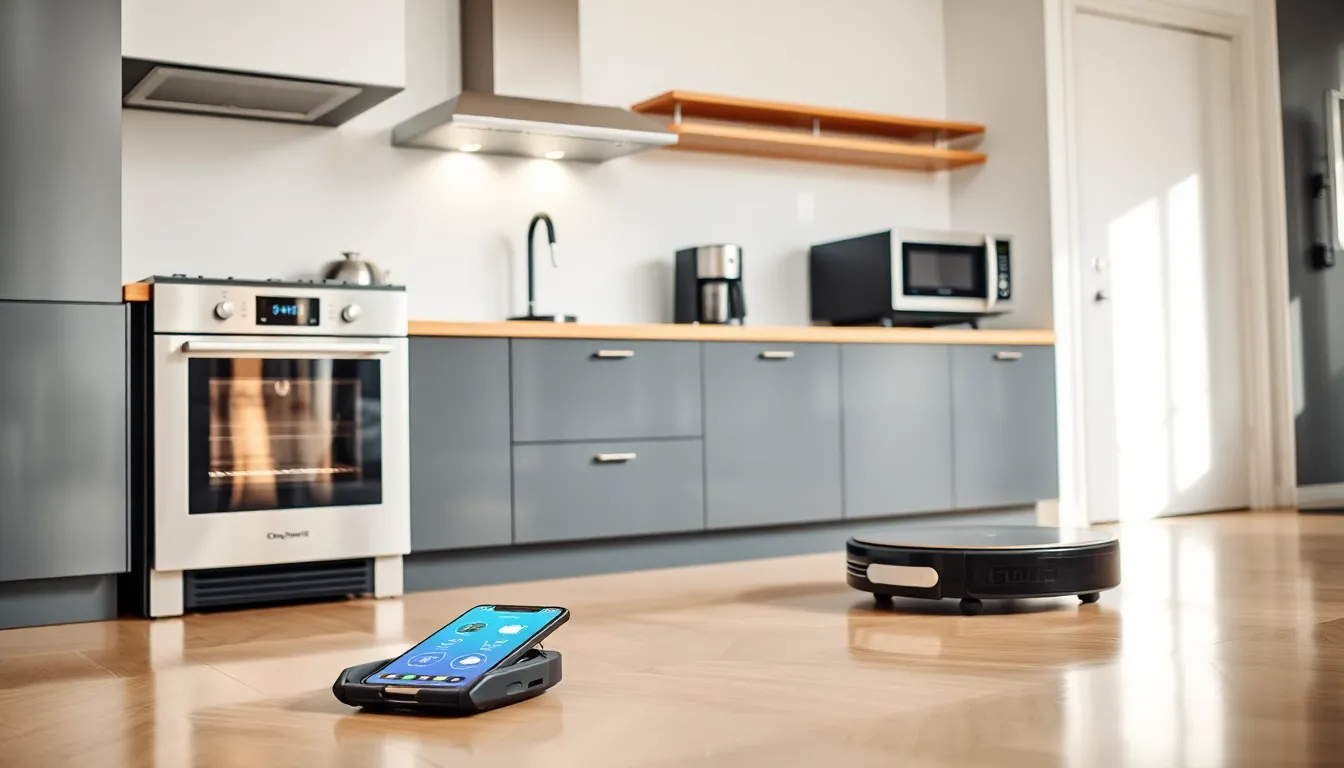 modern kitchen featuring advanced household gadgets and smart technology.