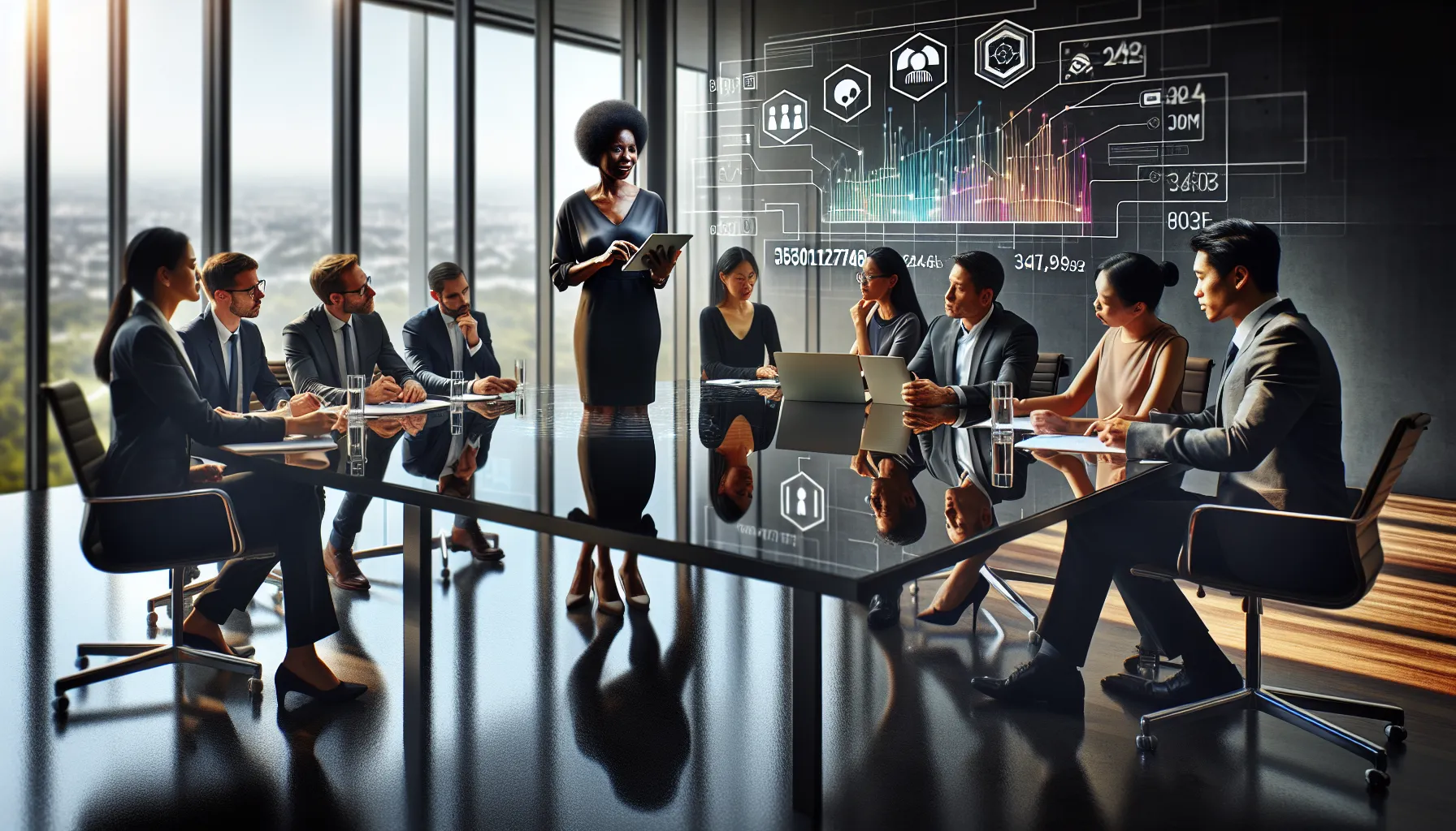 diverse team in a modern office discussing Code 3501127481.