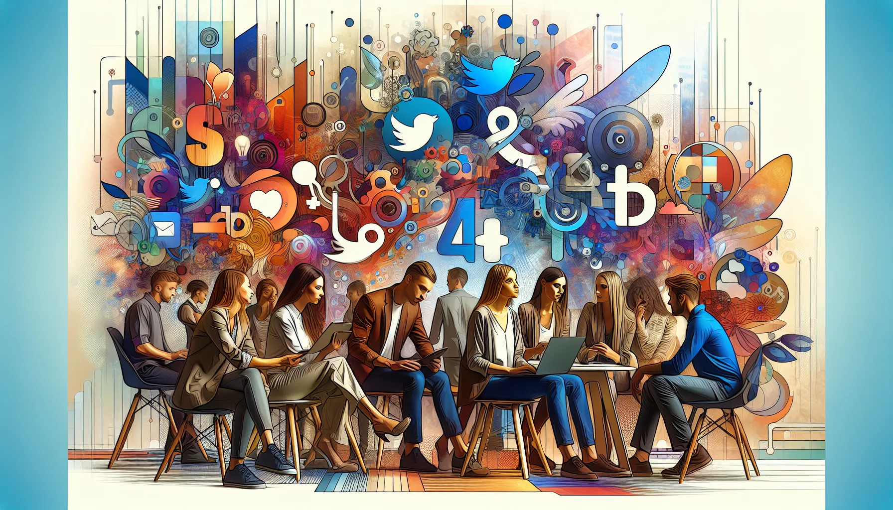 diverse young professionals discussing Rinaxoxo45 in a digital setting.