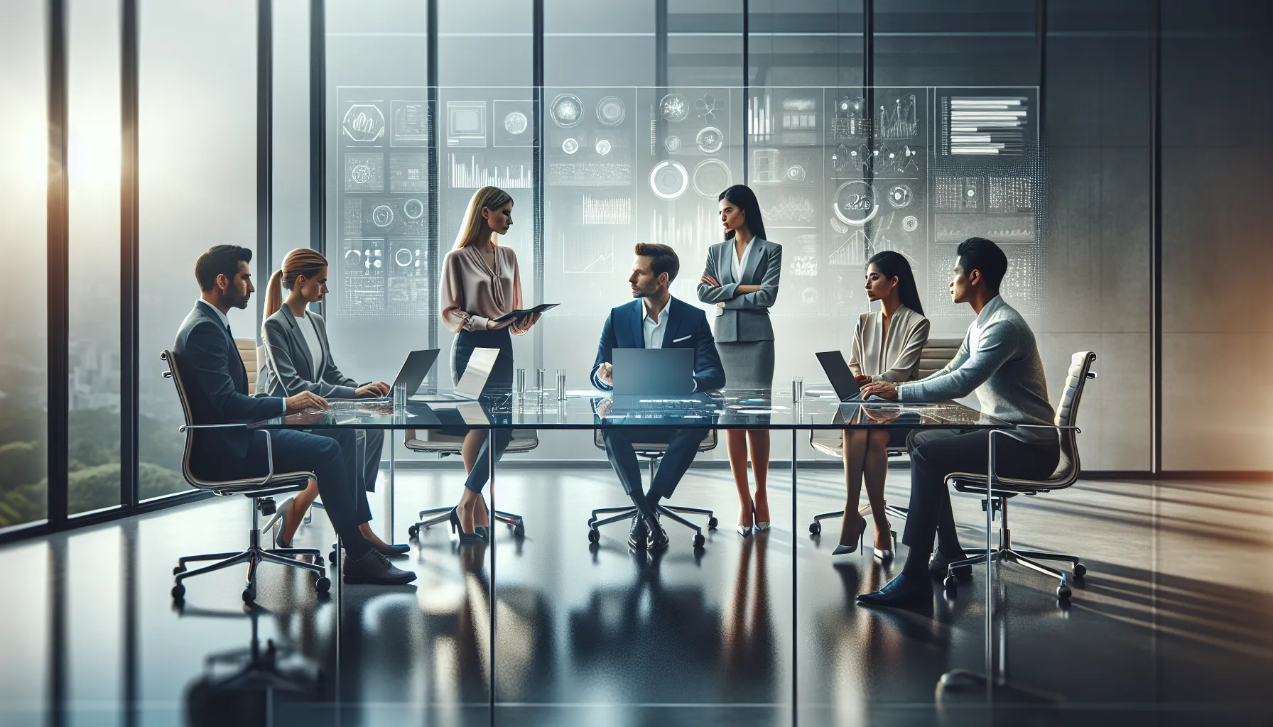 diverse professionals collaborating in a modern workspace.