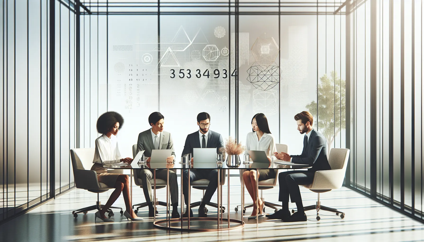 diverse team discussing the significance of a number in a modern office.