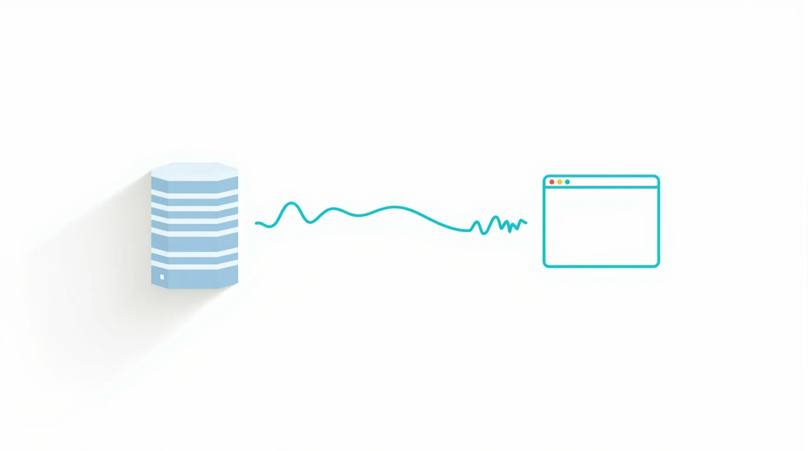 Server icon sending compressed data stream to browser window on white background.